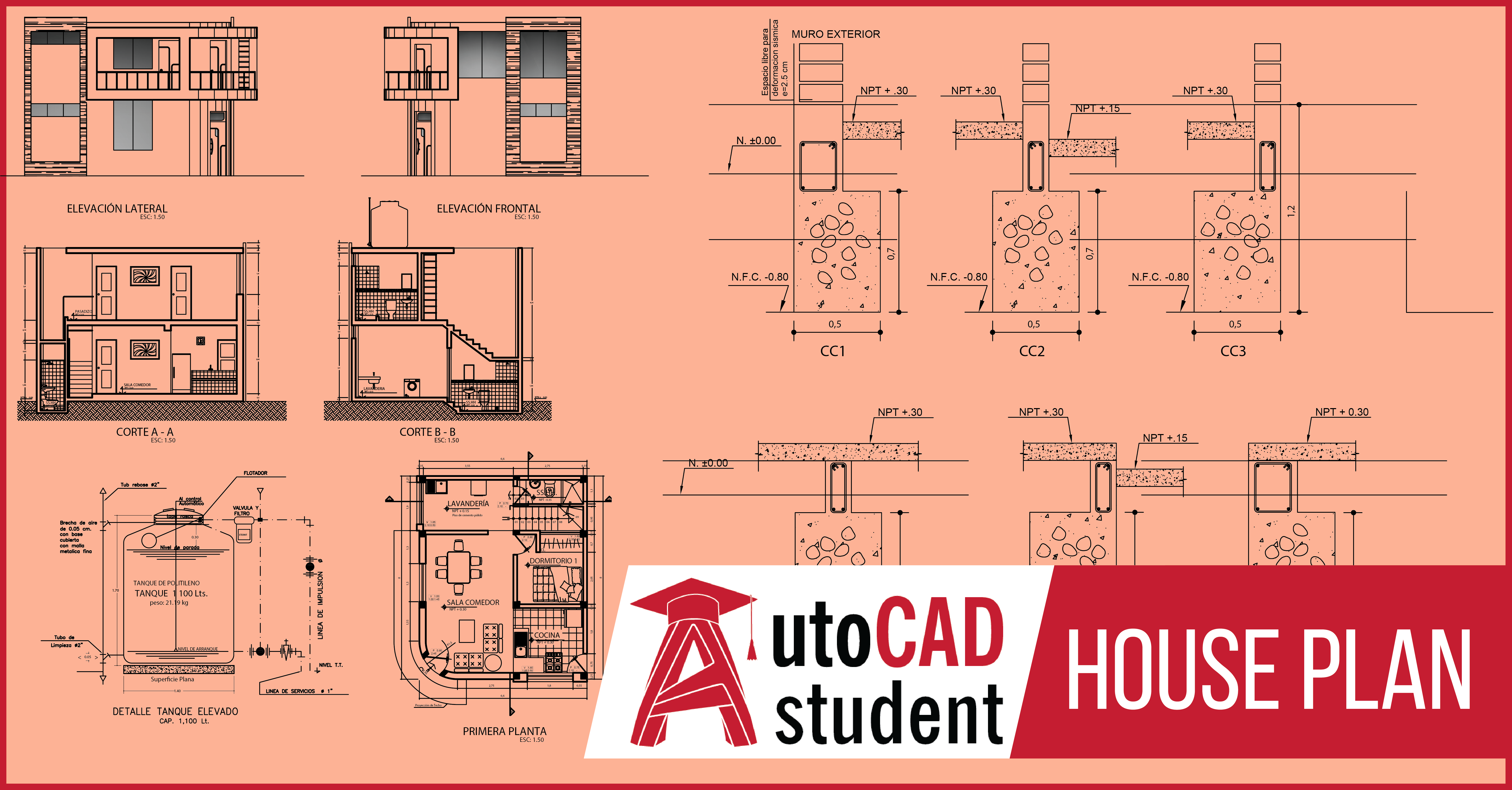 Architecture House Plan DWG File N 14 AutoCAD Student