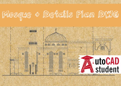 Mosque Details Plan Dwg Autocad Student